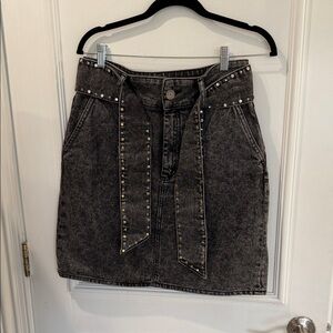 Sandro Charcoal Studded Mini Skirt
